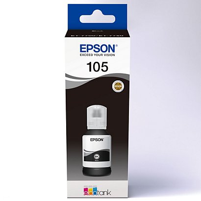 Epson EcoTank 105, C13T00Q140, Botella de tinta de recarga, Negro - 1