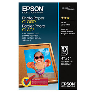 Epson Glossy Carta Fotografica 100 x 150 mm per Stampanti Inkjet, 200 g/m², Bianca Lucida (confezione 50 fogli)
