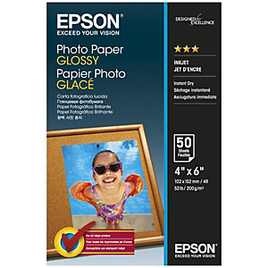 Epson Glossy Papel Fotográfico para Impresoras de Inyección de Tinta Blanco Brillante 100 x 150 mm 200 g/m²