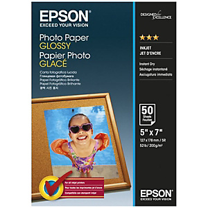 Epson Glossy Papel Fotográfico para Impresoras de Inyección de Tinta Blanco Brillante 130 x 180 mm 200 g/m² Epson Glossy Papel Fotográfico para Impresoras de Inyección de Tinta Blanco Brillante 130 x 180 mm 200 g/m²