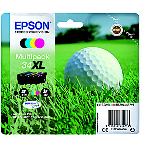 Epson 'Golf ball' 34 XL Cartouche d'encre originale grande capacité (C13T34764010) - Pack 4 couleurs Epson 'Golf ball' 34 XL Cartouche d'encre originale grande capacité (C13T34764010) - Pack 4 couleurs