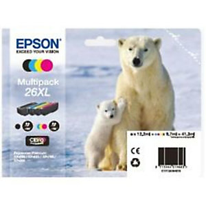 epson, materiale di consumo, multipack 26xl 4pz orso polare, c13t26364020