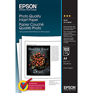 Epson Photo Quality Inkjet Paper - A4 - 100 Feuilles, Mat, 102 g/m², A4, Blanc, 100 feuilles, WorkForce WF-7620DTWF WorkForce WF-7610DWF WorkForce WF-