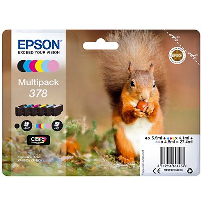 Epson Squirrel Multipack 6-colours 378 Claria Photo HD Ink, Rendement standard, Encre à pigments, 5,5 ml, 4,1 ml, 6 pièce(s), Multi pack C13T37884010 - 1