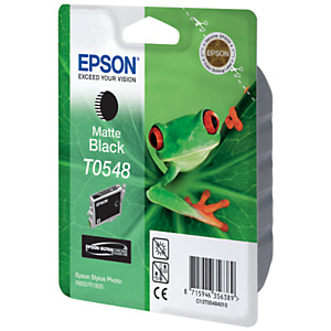Epson T0548 ''Grenouille'' Cartouche d'encre originale UltraChrome Hi-Gloss C13T05484010 - Noir mat