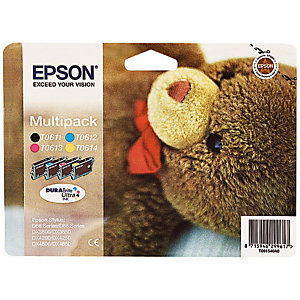 Epson T0615 'Ourson' Cartouche d'encre originale DURABrite Ultra Pack 4 couleurs (C13T06154010) - Noir, Cyan, Magenta, Jaune
