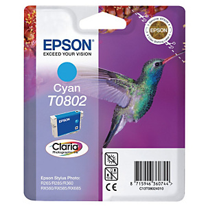 Epson T0802 - cyaan - origineel - inktcartridge