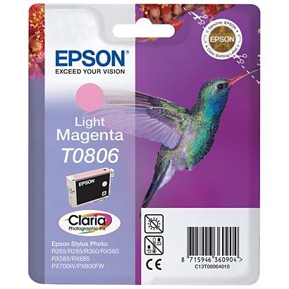 Epson T0806 "Colibri" Cartouche d'encre originale Claria C13T08064011 - Magenta clair - 1