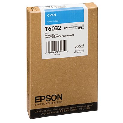 Epson T6032, C13T603200, Cartucho de Tinta, UltraChrome K3, Cian, Alta Capacidad - 1
