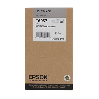 Epson T6037, C13T603700, Cartucho de Tinta, Negro Claro, Gran Capacidad, Paquete Unitario - 1