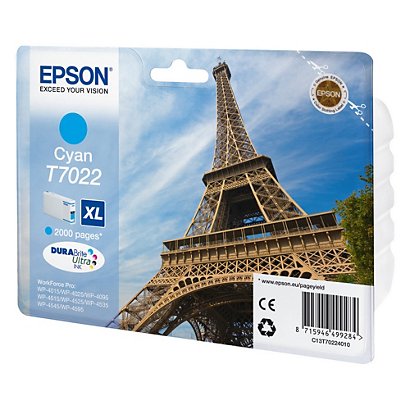 Epson T7022 "Tour Eiffel" Cartouche d'encre originale C13T70224010 - Cyan - 1
