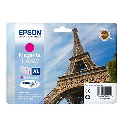 Epson T7023 XL, C13T70234010, Cartucho de Tinta, DURABrite Ultra, Torre Eiffel, Magenta - 1