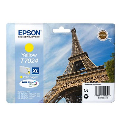 Epson T7024 XL, C13T70244010, Cartucho de Tinta, DURABrite Ultra, Torre Eiffel, Amarillo