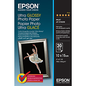 Epson Ultra Glossy Photo Paper - 10x15cm - 20 Feuilles, Gloss, 300 g/m², 20 feuilles, - Expression Premium XP-900 - Expression Premium XP-830 - Expres