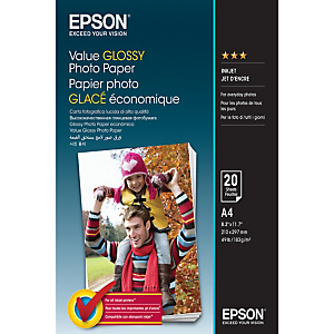 Epson Value Glossy Photo Paper - A4 - 20 Feuilles, Gloss, 183 g/m², A4, 20 feuilles, - Expression Premium XP-900 - Expression Premium XP-830 - Express Epson Value Glossy Photo Paper - A4 - 20 Feuilles, Gloss, 183 g/m², A4, 20 feuilles, - Expression Premium XP-900 - Expression Premium XP-830 - Express