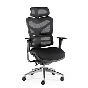 Ergos, silla de oficina ergonómica con cabecero, Sincro, asiento traslack, brazos regulables 3D, negro
