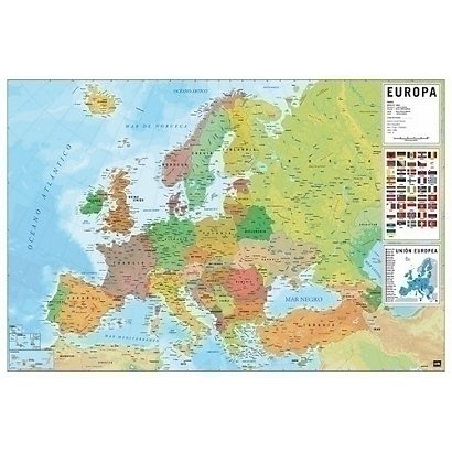 ERIK Mapa Mural 61x91,5 cm Físico / Político Europa