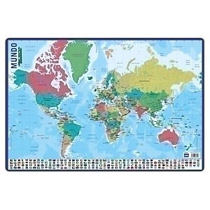 ERIK Lámina escolar didáctica, PVC, 40 x 59,5 cm, Mapa del mundo