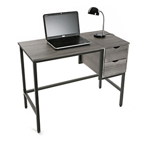 Escritorio Billy, metal negro y madera MDF, color roble, 100 x 48 x 76 cm Escritorio Billy, metal negro y madera MDF, color roble, 100 x 48 x 76 cm