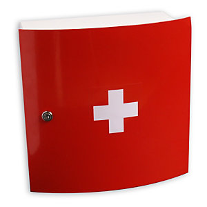 Esculape Armoire à pharmacie Design vide ,1 porte en métal rouge et blanche