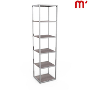 Espositore da terra System con ripiani, 44,2 x 39,2 x 177 cm, Metallo/Legno, Cromato/Bianco Lucido Espositore da terra System con ripiani, 44,2 x 39,2 x 177 cm, Metallo/Legno, Cromato/Bianco Lucido