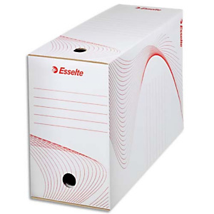 ESSELTE Boîte à archives, dos de 10 cm, en carton ondulé kraft Blanc, conditionnement par cerclage ESSELTE Boîte à archives, dos de 10 cm, en carton ondulé kraft Blanc, conditionnement par cerclage