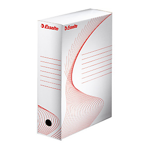 Esselte Boxy 100 Contenitore archivio, Cartone, Bianco e Rosso, 250 mm x 350 mm x 100 mm (confezione 10 pezzi) Esselte Boxy 100 Contenitore archivio, Cartone, Bianco e Rosso, 250 mm x 350 mm x 100 mm (confezione 10 pezzi)