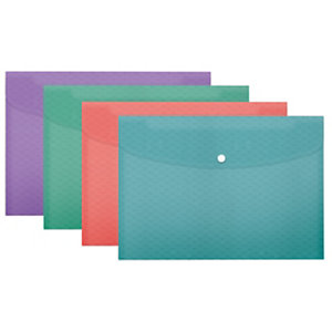 Esselte Busta con bottone Colour Breeze, A4, Polipropilene, Colori assortiti (confezione 4 pezzi)