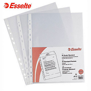 Esselte Busta a foratura universale, A4+, Polipropilene, Goffrata, 11 fori, Trasparente (confezione 50 pezzi) Esselte Busta a foratura universale, A4+, Polipropilene, Goffrata, 11 fori, Trasparente (confezione 50 pezzi)
