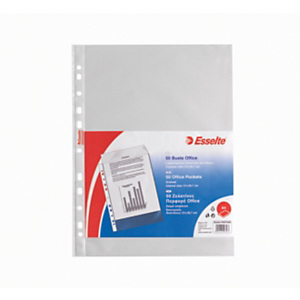 Esselte Busta a foratura universale, A4, Polipropilene, Goffrata, 11 fori, Trasparente (confezione 50 pezzi) Esselte Busta a foratura universale, A4, Polipropilene, Goffrata, 11 fori, Trasparente (confezione 50 pezzi)