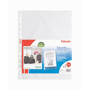 Esselte Busta a foratura universale, A4+, Polipropilene, Goffrata, 11 fori, Trasparente (confezione 50 pezzi) Esselte Busta a foratura universale, A4+, Polipropilene, Goffrata, 11 fori, Trasparente (confezione 50 pezzi)