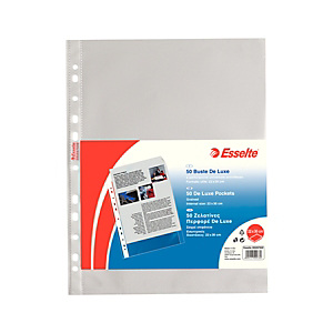 Esselte Busta a foratura universale, A4+, Polipropilene, Goffrata, 11 fori, Trasparente (confezione 50 pezzi) Esselte Busta a foratura universale, A4+, Polipropilene, Goffrata, 11 fori, Trasparente (confezione 50 pezzi)