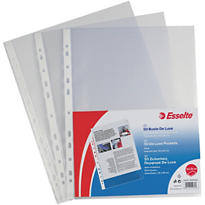 Esselte Busta a foratura universale, A4+, Polipropilene, Liscia, 11 fori, Trasparente (confezione 50 pezzi) Esselte Busta a foratura universale, A4+, Polipropilene, Liscia, 11 fori, Trasparente (confezione 50 pezzi)