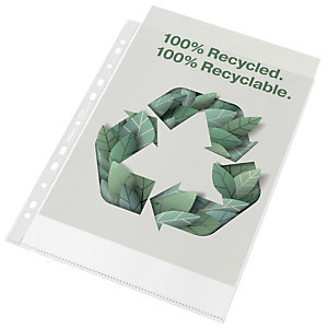 Esselte Busta a foratura universale Office A4 maxi, Finitura antiriflesso, 100% riciclata, Trasparente (confezione 100 pezzi)