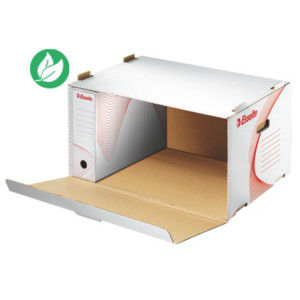 Esselte Caisse archives 51 x 26,5 x 34,5 cm Boxy en carton ouverture frontale et poignées - Blanc - Lot de 10 Esselte Caisse archives 51 x 26,5 x 34,5 cm Boxy en carton ouverture frontale et poignées - Blanc - Lot de 10