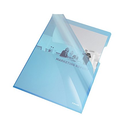 ESSELTE Cartelline a L - PVC - liscio - 21x29,7 cm - blu cristallo - conf.  25 pezzi - Buste Trasparenti