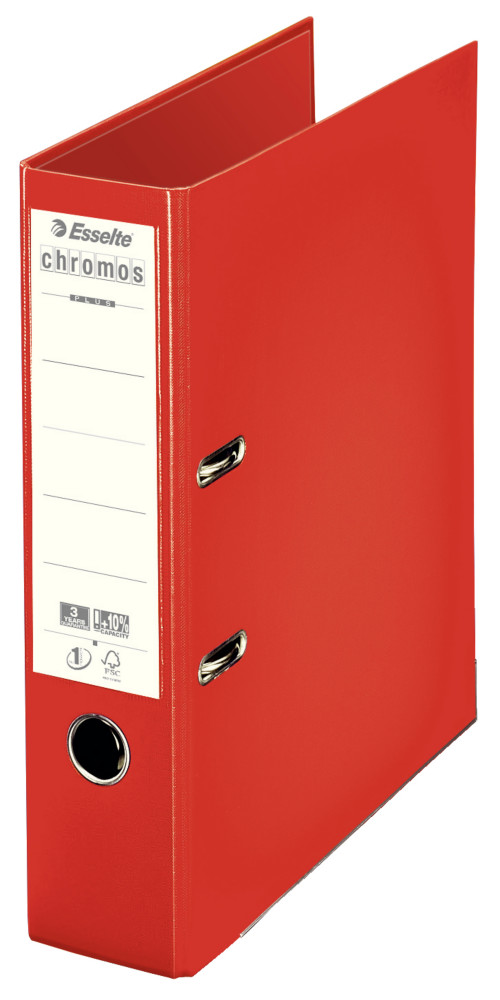 Esselte Classeur à levier A4 Chromos Plus - Carton 23/10e - Dos 8 cm - Rouge