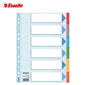 Esselte Divisorio neutro, A4, 6 tasti, Cartoncino, Colori assortiti Esselte Divisorio neutro, A4, 6 tasti, Cartoncino, Colori assortiti