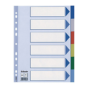 Esselte Divisorio neutro, A4, 6 tasti, Polipropilene, Colori assortiti Esselte Divisorio neutro, A4, 6 tasti, Polipropilene, Colori assortiti