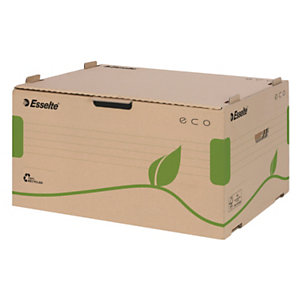 Esselte Ecobox Scatola Container per scatole Eco dorso 80/100 cm, Apertura sul fronte, Cartone ondulato 100% riciclato, Ocra