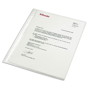 Esselte Funda perforada, Folio, polipropileno de 80 micras, 16 orificios, lisa, transparente Esselte Funda perforada, Folio, polipropileno de 80 micras, 16 orificios, lisa, transparente
