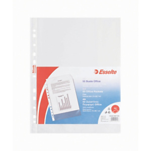Esselte Office Busta a foratura universale, A4, Polipropilene, Liscia, 11 fori, Trasparente (confezione 50 pezzi) Esselte Office Busta a foratura universale, A4, Polipropilene, Liscia, 11 fori, Trasparente (confezione 50 pezzi)