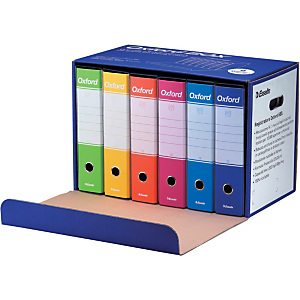 Esselte Oxford Box Scatola archivio con 6 registratori archivio, Formato Protocollo, Dorso 8 cm, Cartone, Colori Assortiti Esselte Oxford Box Scatola archivio con 6 registratori archivio, Formato Protocollo, Dorso 8 cm, Cartone, Colori Assortiti