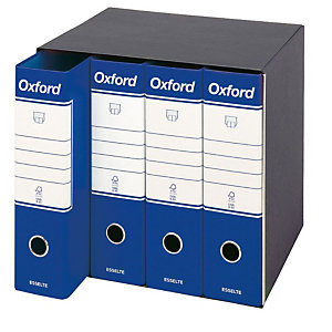 ESSELTE Registratore archivio Oxford, Formato Protocollo, Dorso 8 cm, Cartone, Blu (gruppo 4 pezzi)