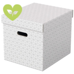 ESSELTE Scatola archivio Cube con coperchio removibile, 32 x 36,5 x 31,5 cm, Bianco (confezione 3 pezzi)