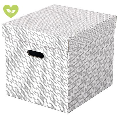 ESSELTE Scatola archivio Cube con coperchio removibile, 32 x 36,5 x 31,5 cm, Bianco (confezione 3 pezzi) - 1