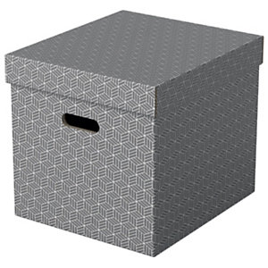 ESSELTE Scatola archivio Cube con coperchio removibile, 32 x 36,5 x 31,5 cm, Grigio (confezione 3 pezzi)