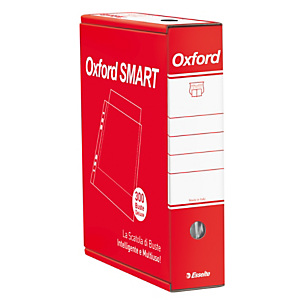 ESSELTE Scatola Oxford De Luxe Smart con 300 buste a foratura universale, 22 x 30 cm (A4), Polipropilene, Spessore Altissimo, Finitura Ruvida, Trasparente ESSELTE Scatola Oxford De Luxe Smart con 300 buste a foratura universale, 22 x 30 cm (A4), Polipropilene, Spessore Altissimo, Finitura Ruvida, Trasparente