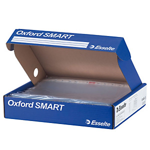 ESSELTE Scatola Oxford Smart con 400 buste a foratura universale Office 22 x 30 cm, Polipropilene, Finitura liscia, Trasparente ESSELTE Scatola Oxford Smart con 400 buste a foratura universale Office 22 x 30 cm, Polipropilene, Finitura liscia, Trasparente