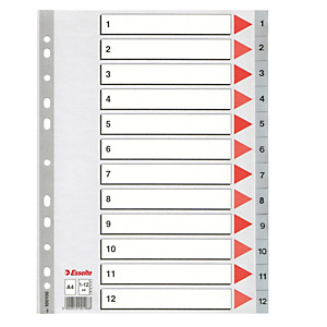 ESSELTE Separatore numerico 1/12 - PPL - A4 - 22,5x29,7 cm - grigio -Esselte ESSELTE Separatore numerico 1/12 - PPL - A4 - 22,5x29,7 cm - grigio -Esselte